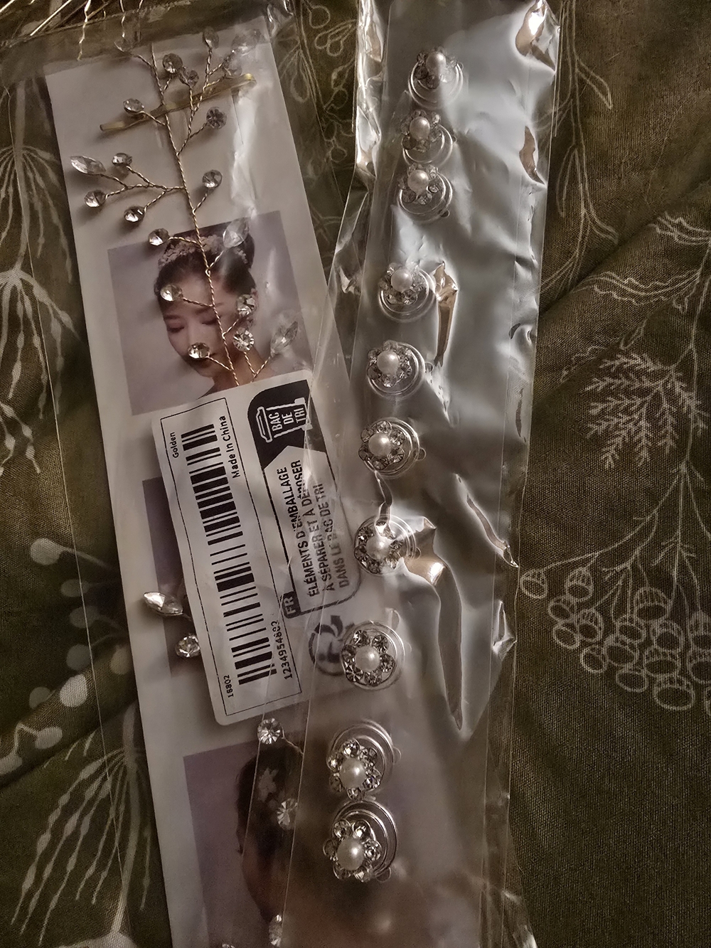 Silver Pearl and Crystal Hair Pins Set